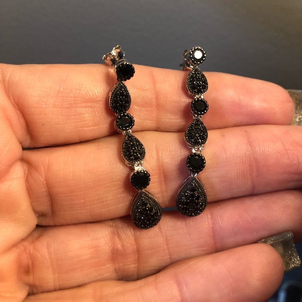 Black Diamond and Black Spinel Earrings